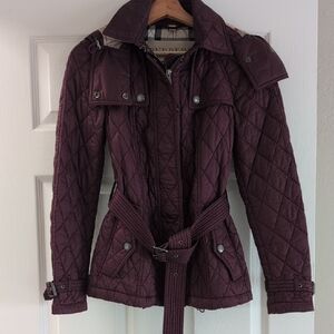 Burberry Quilted Belted Jacket - Plum